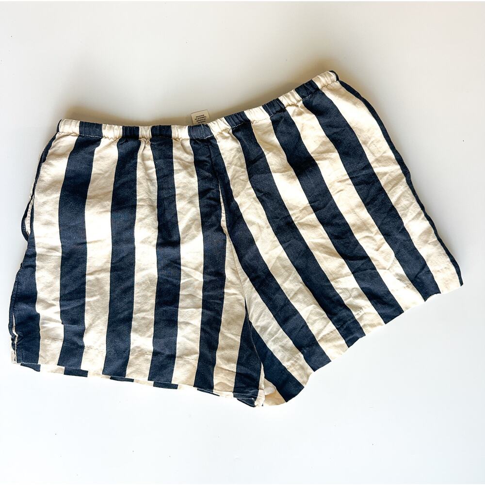 H&M Linen Blend Striped Shorts S Coastal Resort Old Money Euro Summer Minimalist - Picture 5 of 5